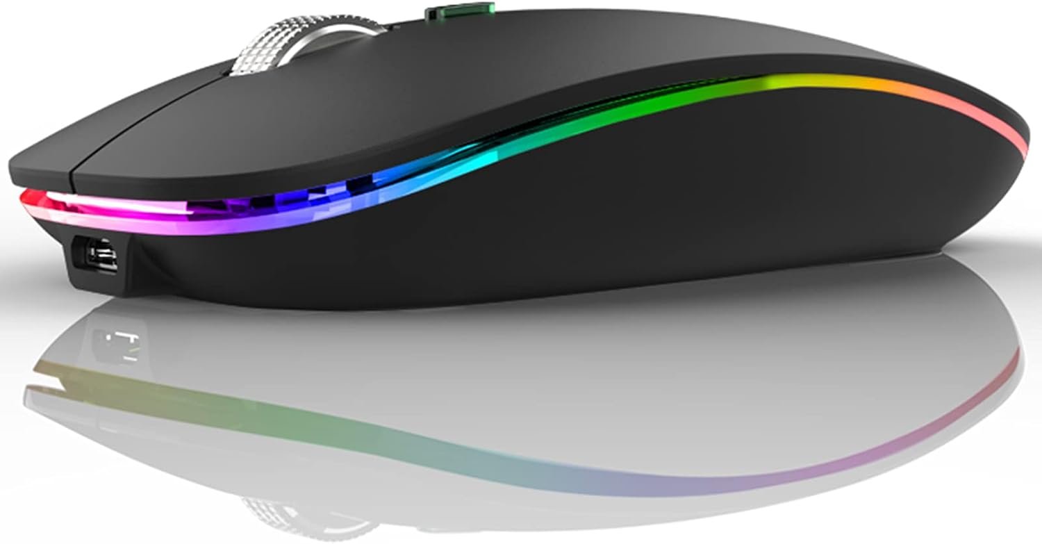 TANMOS Wireless Bluetooth Mouse with LED Slim 2.4GHz Rechargeable