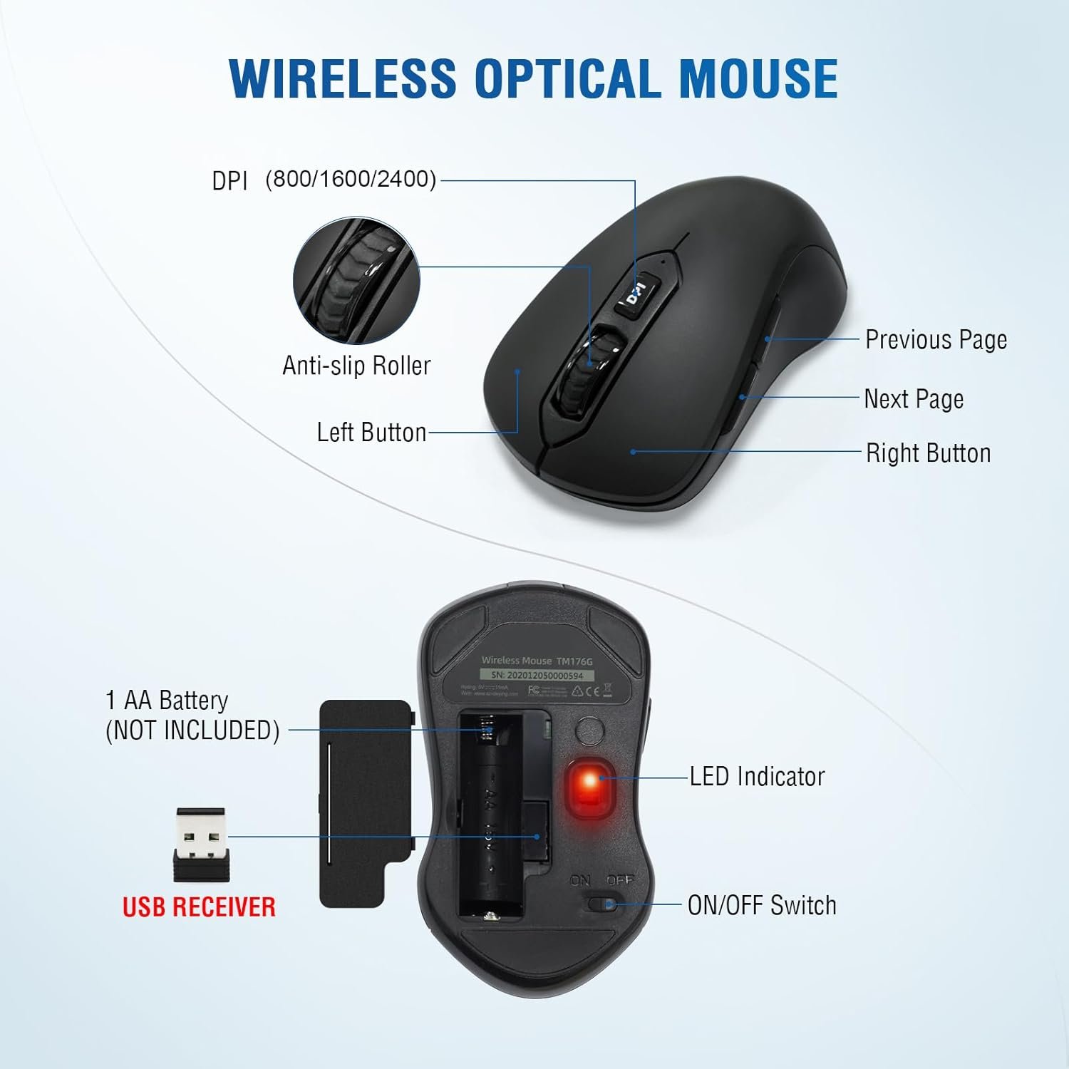Full-Sized 2.4GHz Wireless Keyboard with Comfortable Palm Rest and Optical Wireless Mouse for Windows - Image 5