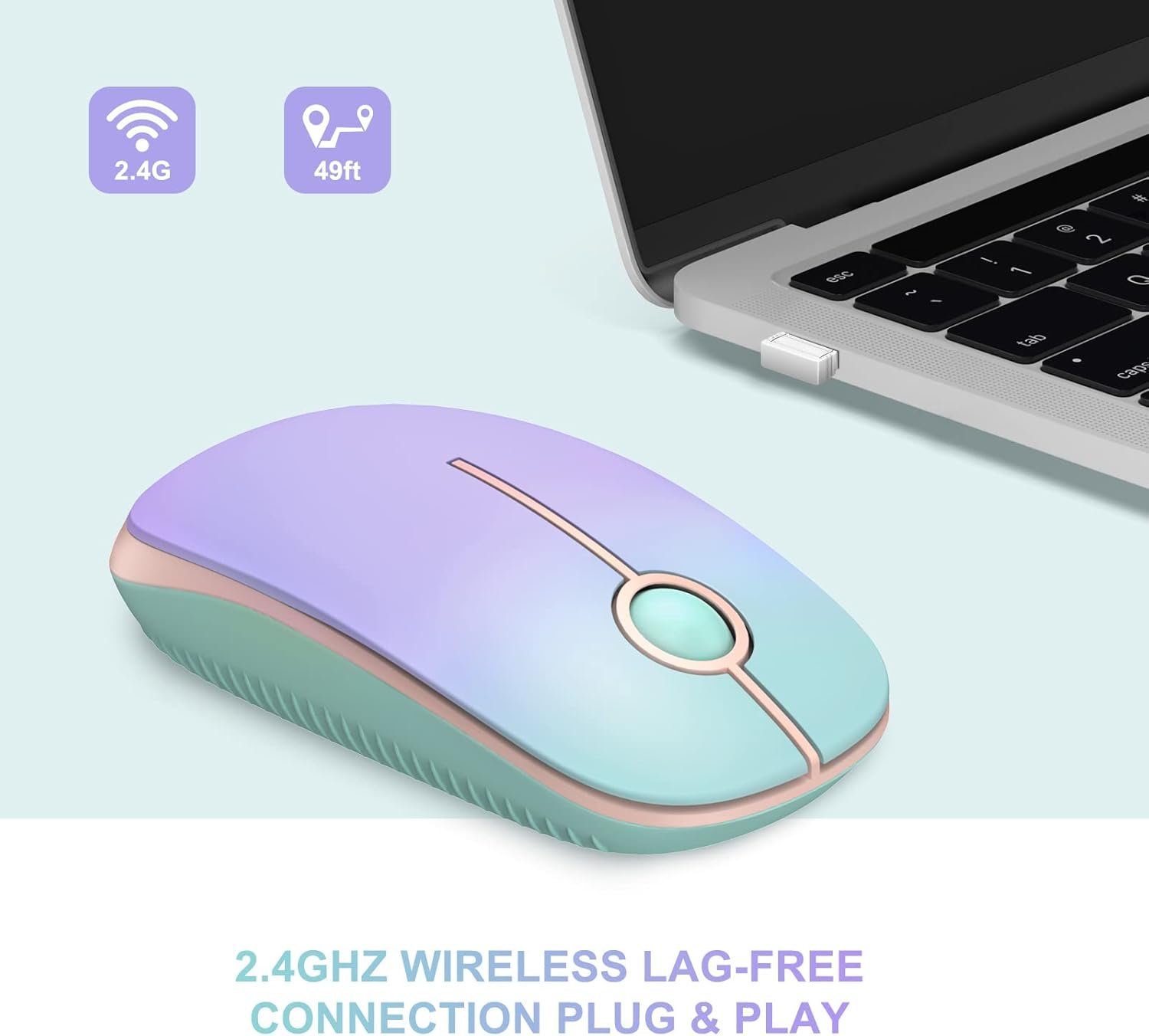 2.4G Slim Portable Computer Wireless Mouse with Nano Receiver - Image 2