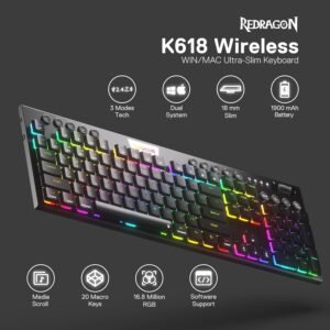 Alternative view of Redgon K618 PRO 3-Mode Wireless RGB Mechanical Keyboard