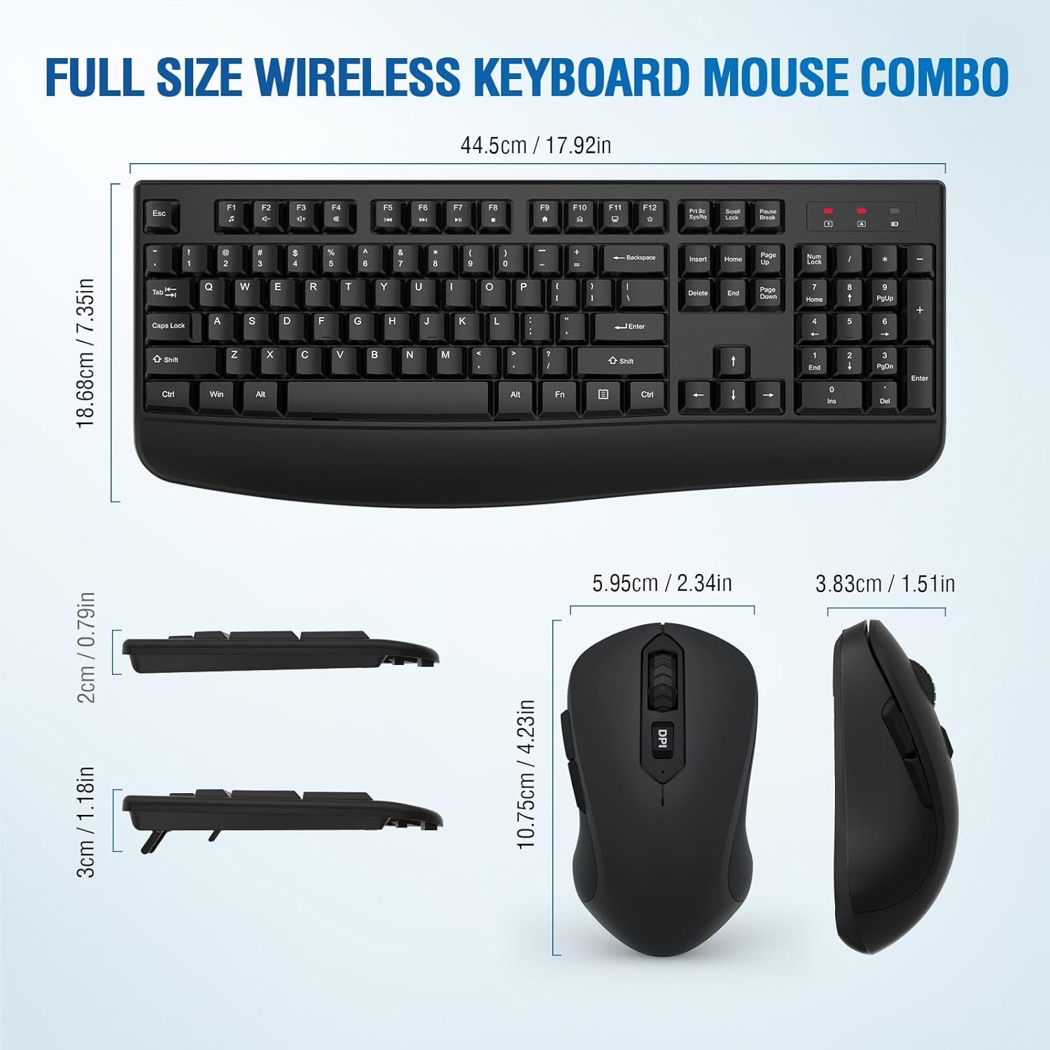 Full-Sized 2.4GHz Wireless Keyboard with Comfortable Palm Rest and Optical Wireless Mouse for Windows - Image 6