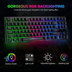 Alternative view of 87-Key RGB Backlit Compact Gaming Keyboard - USB Wired Tenkeyless Keyboard