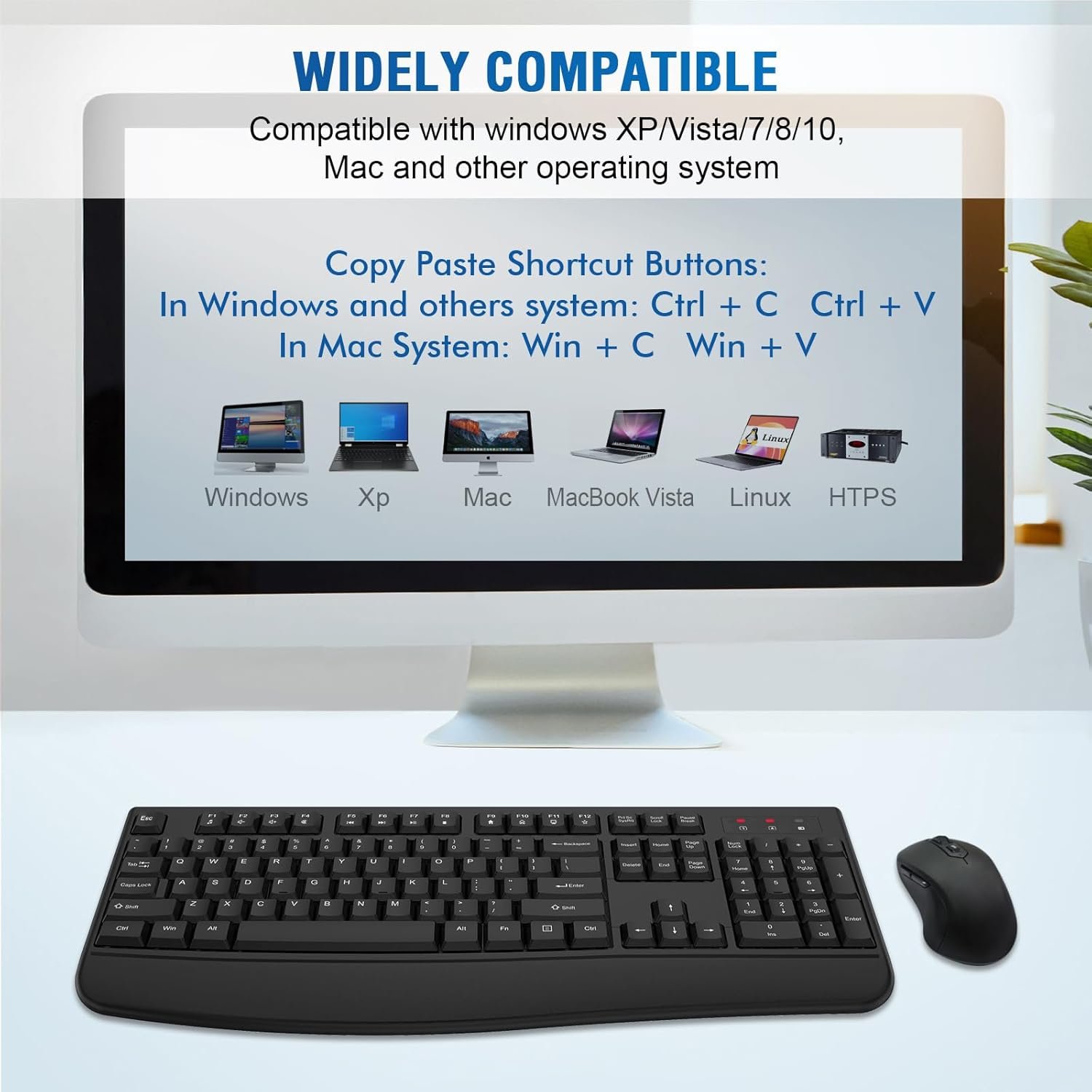 Full-Sized 2.4GHz Wireless Keyboard with Comfortable Palm Rest and Optical Wireless Mouse for Windows - Image 7