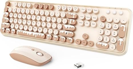 Wireless Keyboard and Mouse Combo, 2.4 GHz Wireless Full-Sized Typewriter Keyboard with Round Keycaps - Image 4